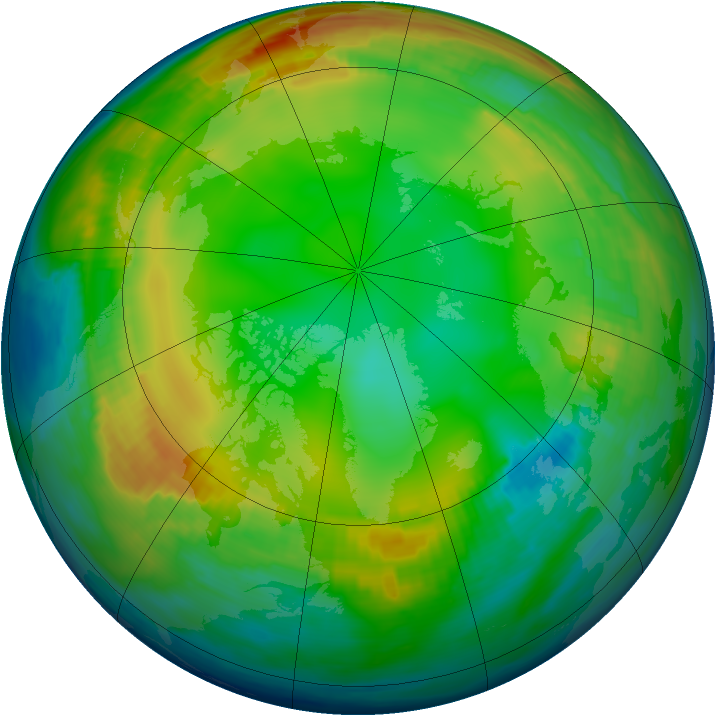 Arctic ozone map for 10 January 1983